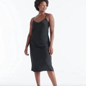 Knix Black Satin Slip Dress Midi